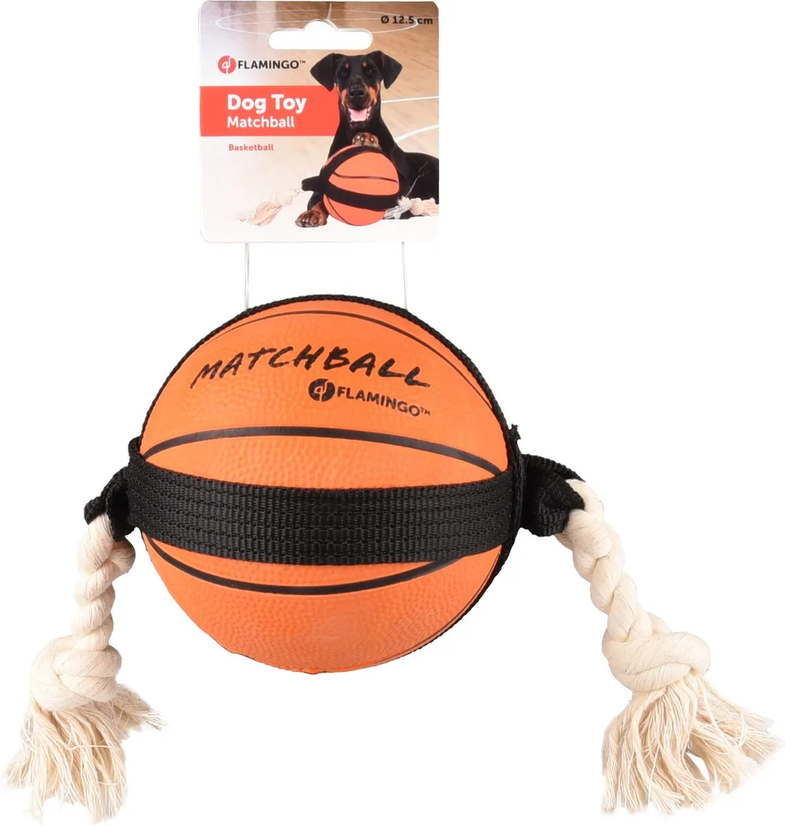 Flamingo Matchball Basketbal Hondenspeelgoed 40cm - Oranje