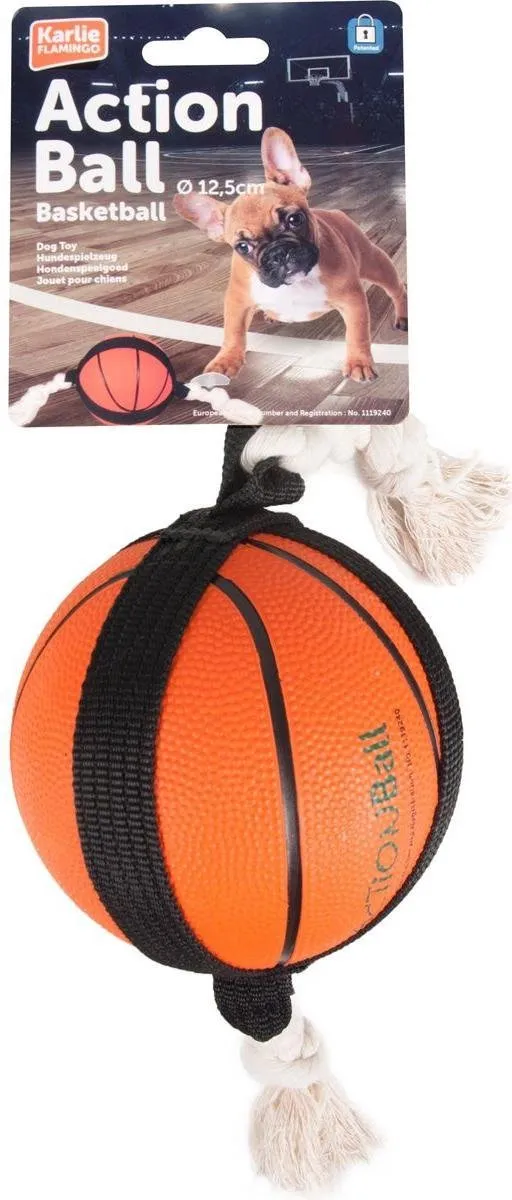 Flamingo Matchball Basketbal Hondenspeelgoed 40cm - Oranje