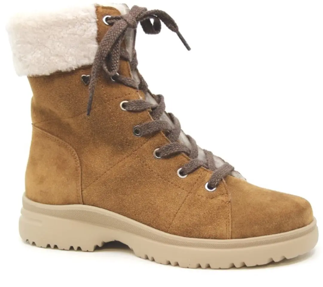Hartjes cognac suede dames veterlaarzen