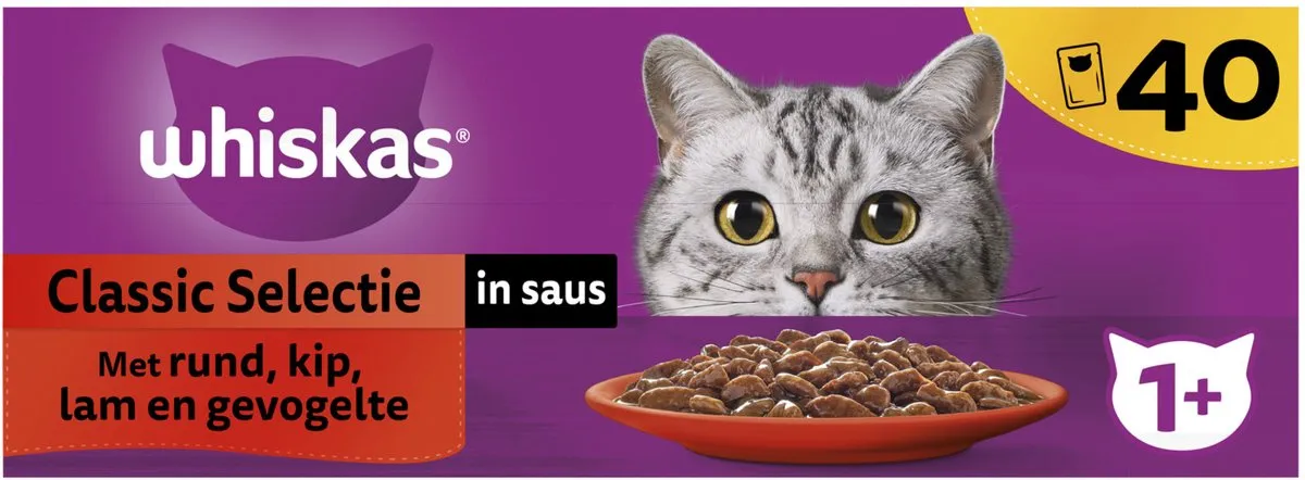 Whiskas Classic Selectie in Saus Kattenvoer Adult 1+ - 40x85g