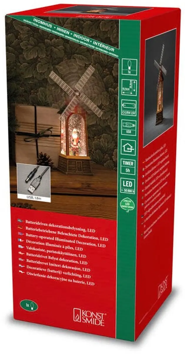 Konstsmide LED Lantaarn Windmolen met Kerstman - afbeelding 5 van 5
