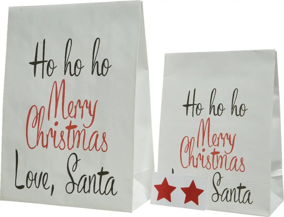 Giftbag papier l20h27c wit/rd a2 2st kerst