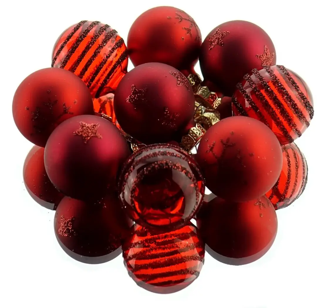 Decoris Glazen Kerstballen 3cm - 9 Stuks - Rood - afbeelding 5 van 6