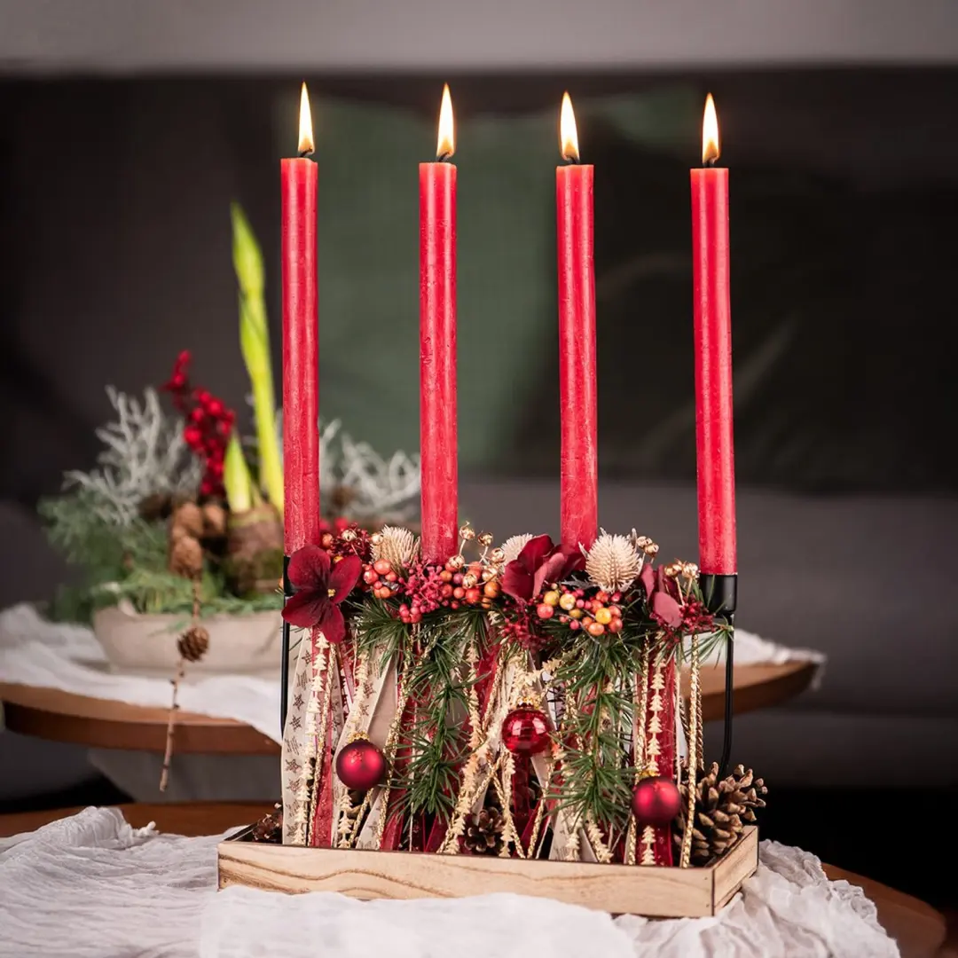 Decoris Glazen Kerstballen 3cm - 9 Stuks - Rood - afbeelding 2 van 6
