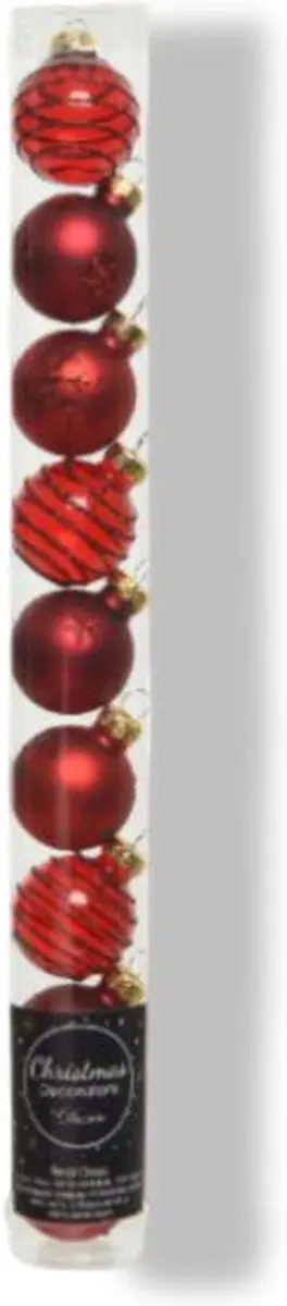 Decoris Glazen Kerstballen 3cm - 9 Stuks - Rood - afbeelding 4 van 6