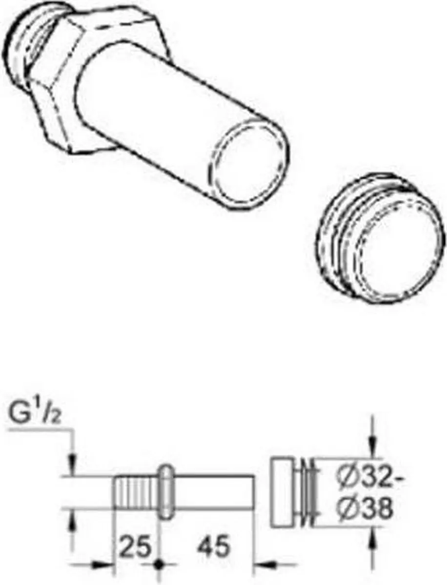 GROHE 37044000 Inlaatgarnituur voor Urinoir - 1/2 inch - afbeelding 3 van 6