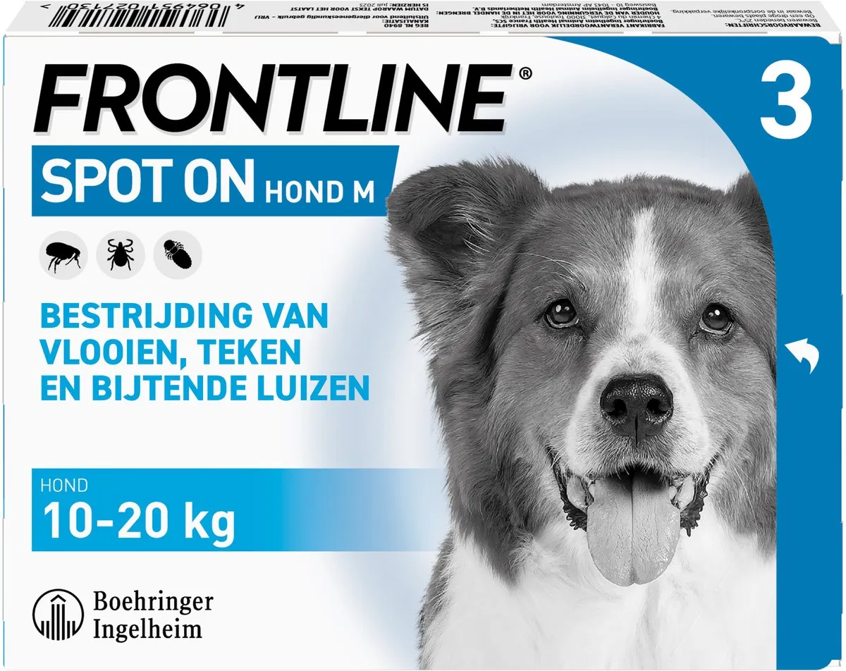 Frontline Spot On 2 Medium Hond Medium - Anti vlooien en tekenmiddel - 6 pip