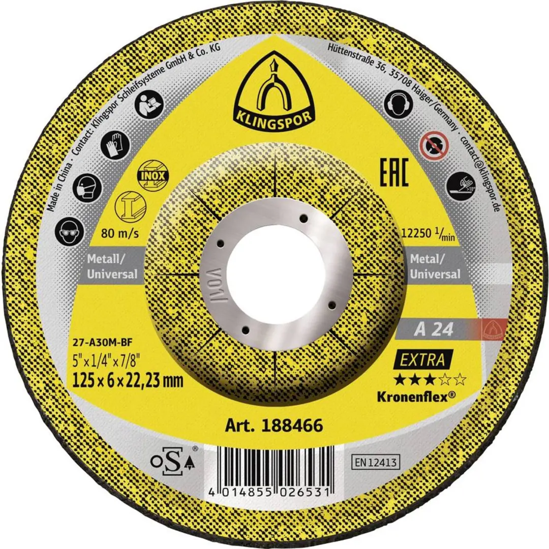 Klingspor 188466 Afbraamschijf gebogen Diameter 125 mm Boordiameter 22.23 mm Sta