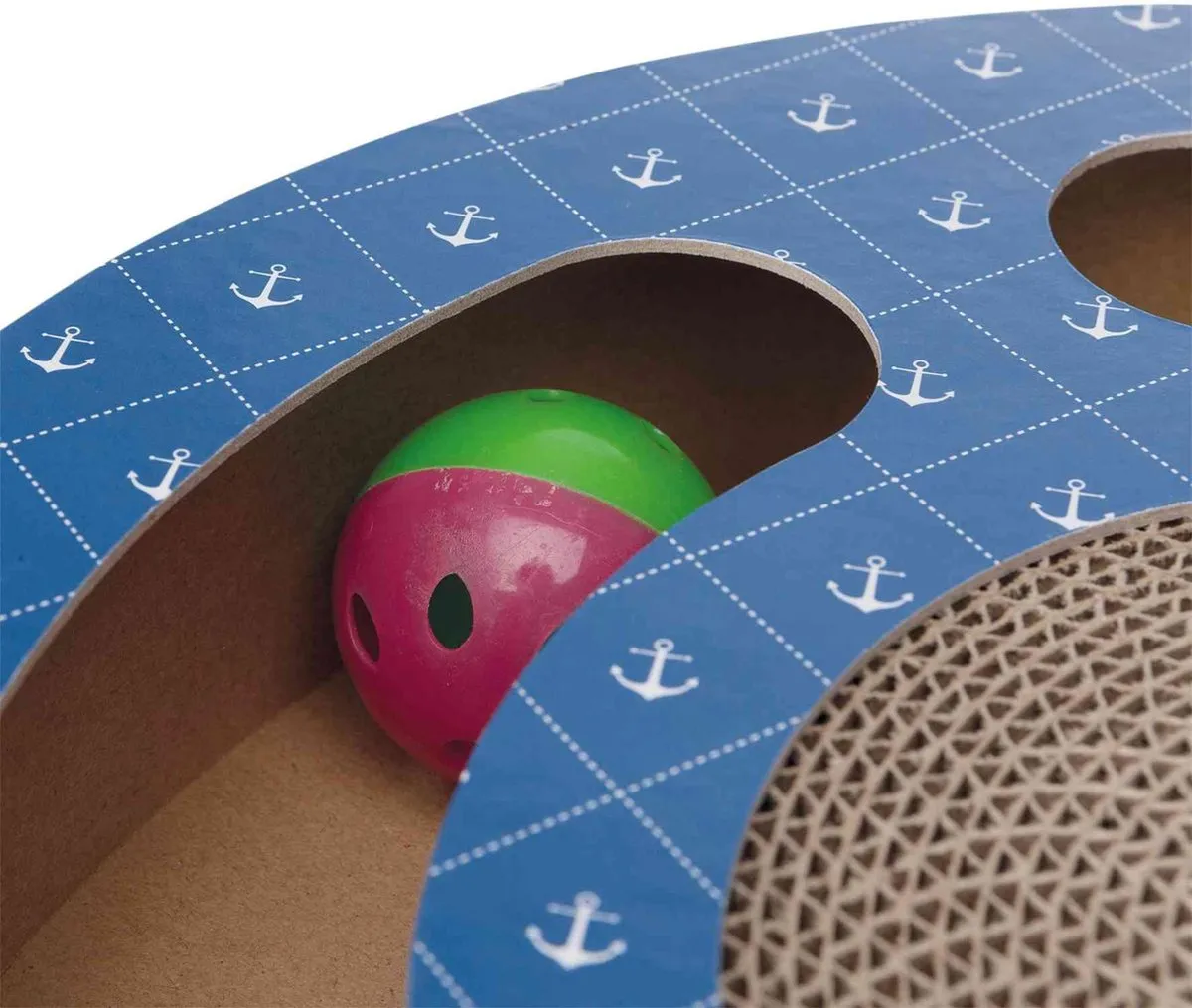 Trixie Krabtrommel met Ballen Kartonnen - 33x33x5,5cm - Blauw - afbeelding 6 van 6