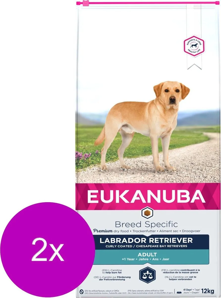 Eukanuba Labrador Hondenvoer - 2x12kg Kip - afbeelding 3 van 4