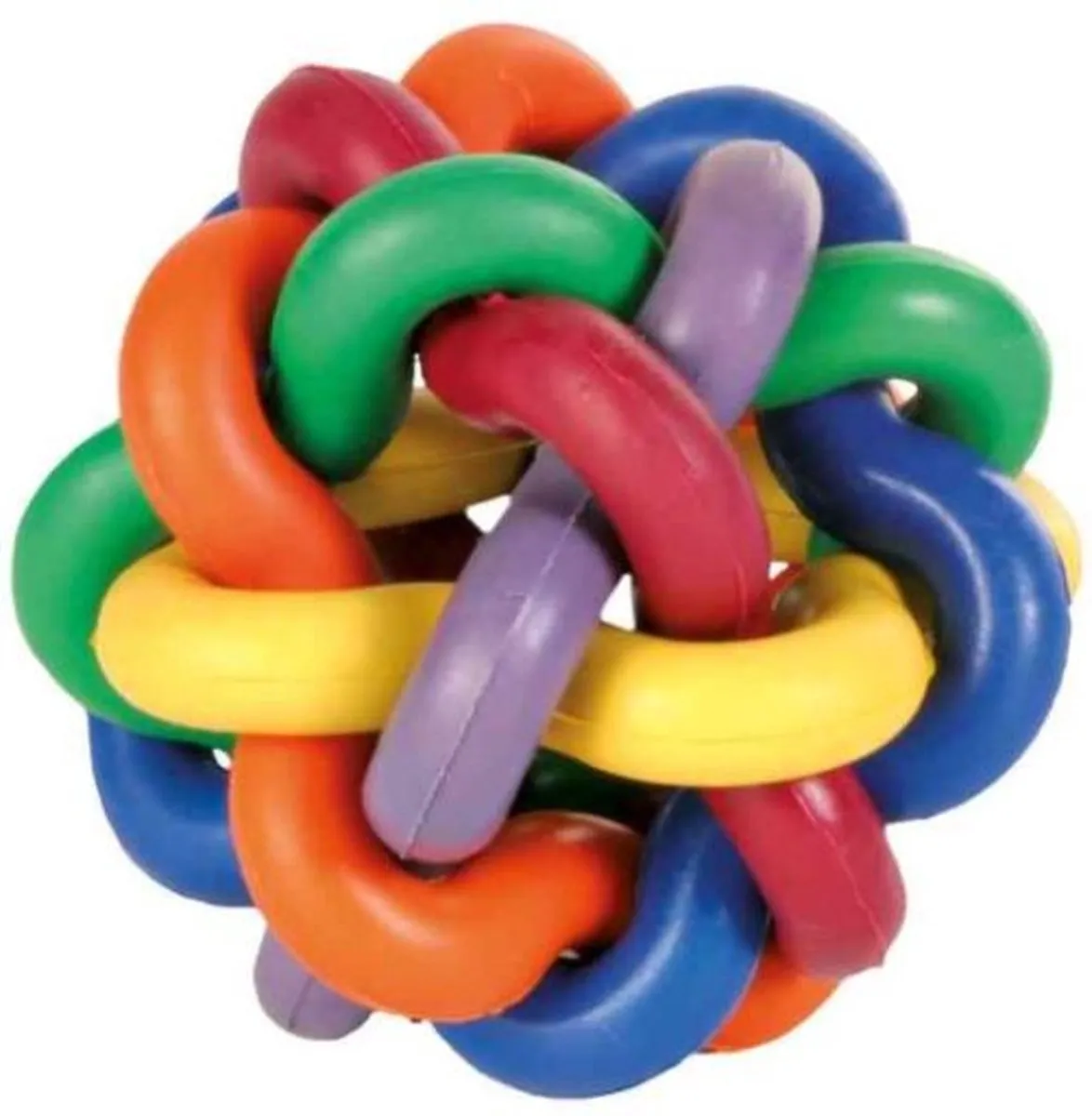 Trixie Knoopbal voor Honden Ø10cm - Geel/Grijs/Rozig - afbeelding 3 van 3