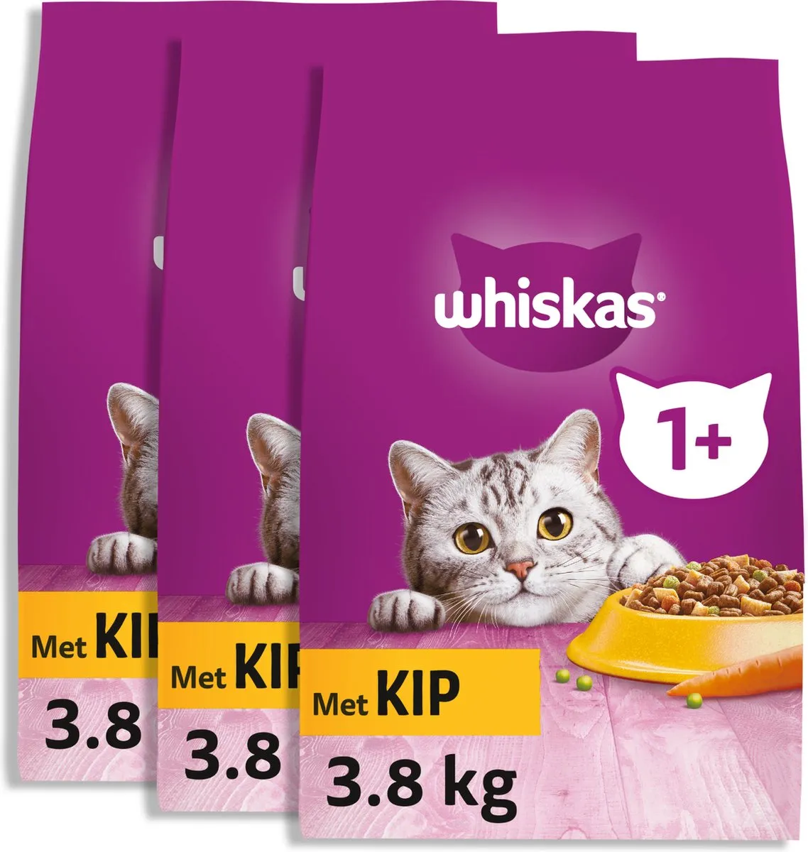 Whiskas Adult 1+ Kip Kattenbrokken - 3x3.8kg