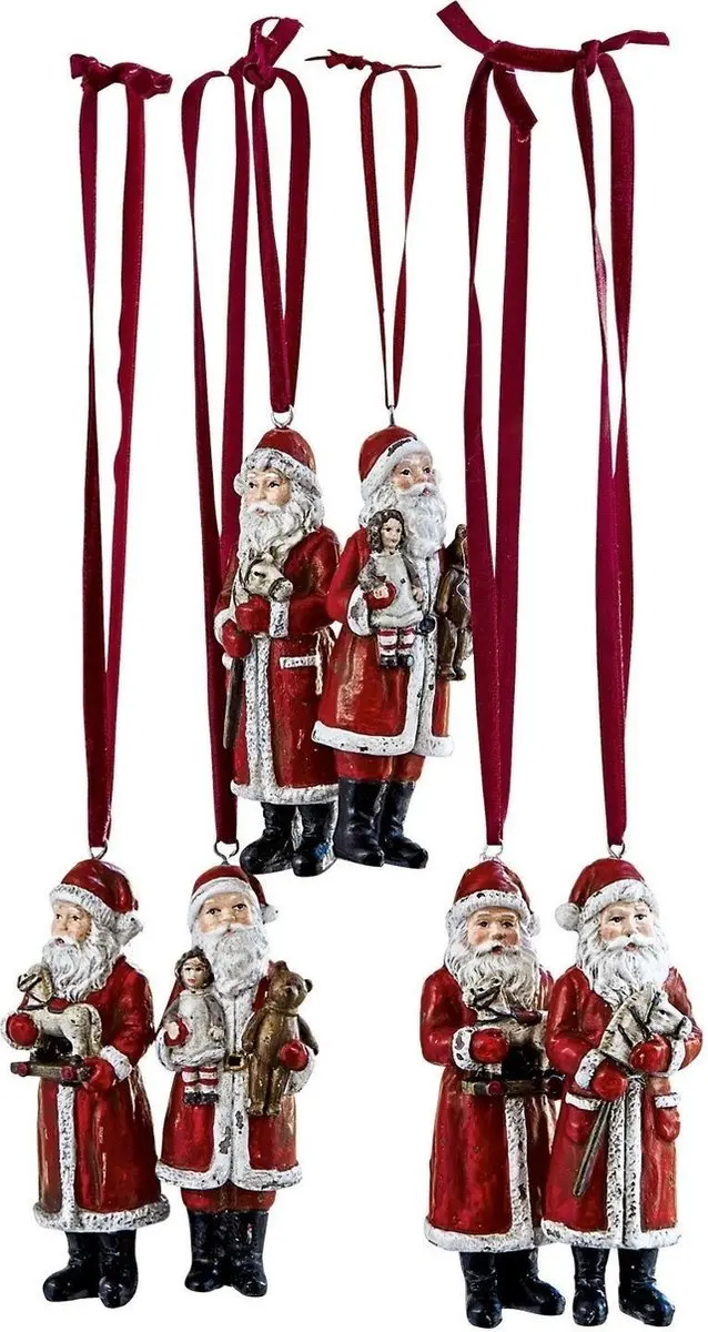 Loberon Corvin Kerstman Set van 6 - Rood - afbeelding 2 van 4