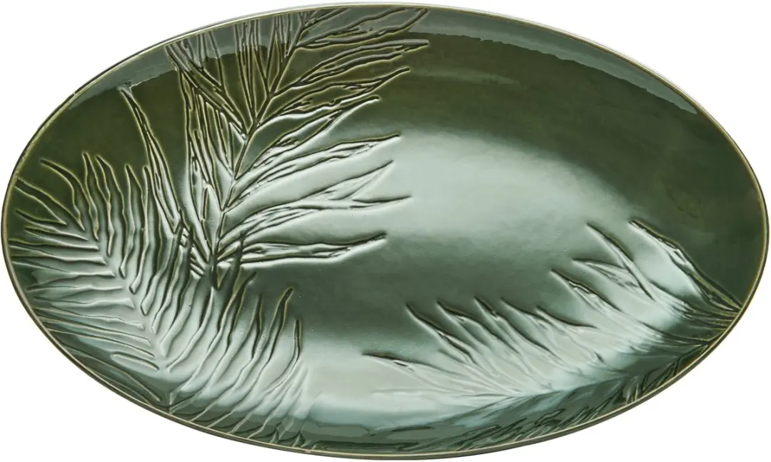Serveerbord, Serveerschaal, Ovaal, 36 cm, Groen, Keramiek