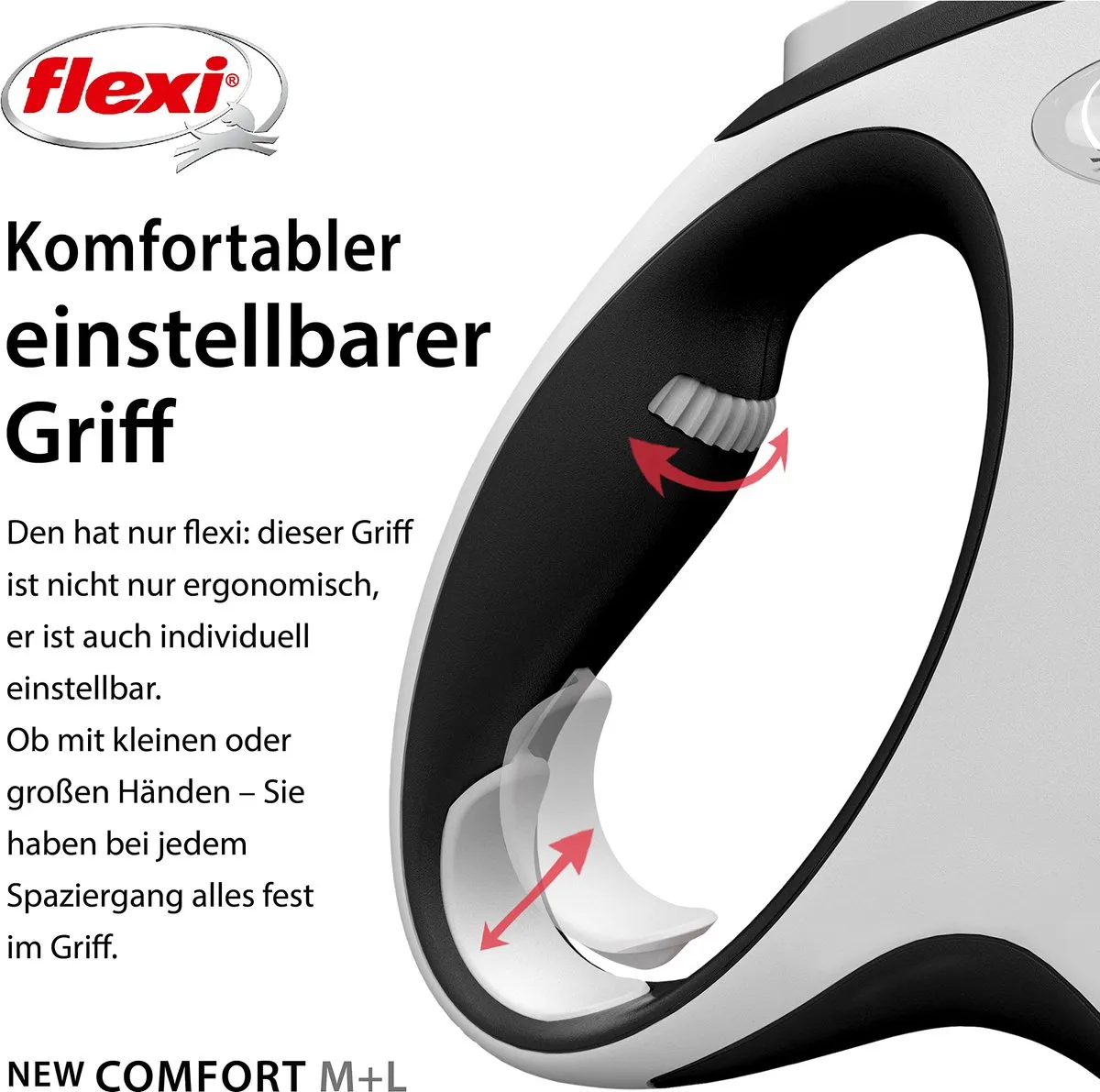 Flexi New Comfort Rollijn - 8m L - Grote Honden - Zwart/Grijs - afbeelding 6 van 6