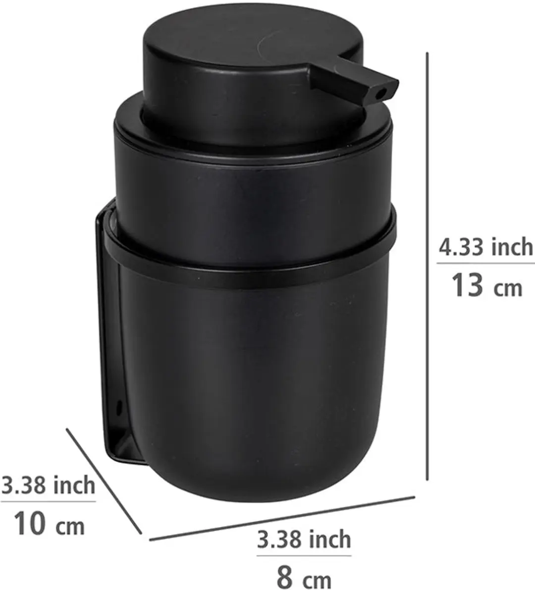 Wenko Zelfklevende Wand Zeepdispenser 250ml - Zwart - afbeelding 3 van 6