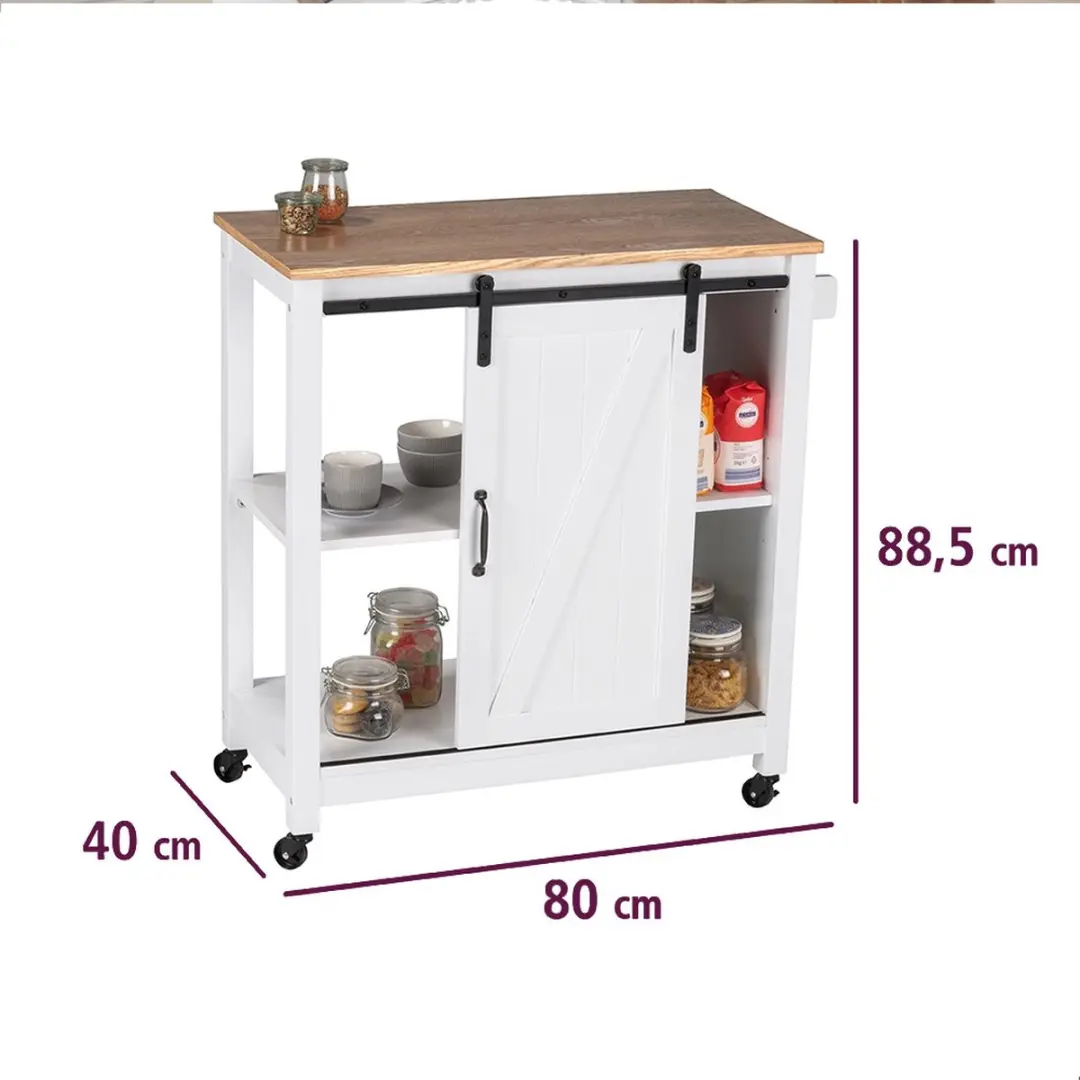 Wenko Keukentrolley wit hout cottage stijl