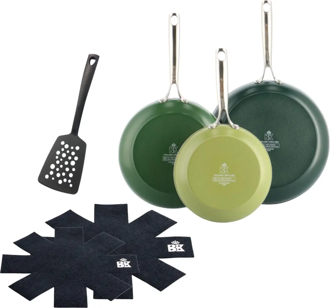 BK Sky Verde 3-delige koekenpannenset 20+24+28cm met nylon spatel en pan protect