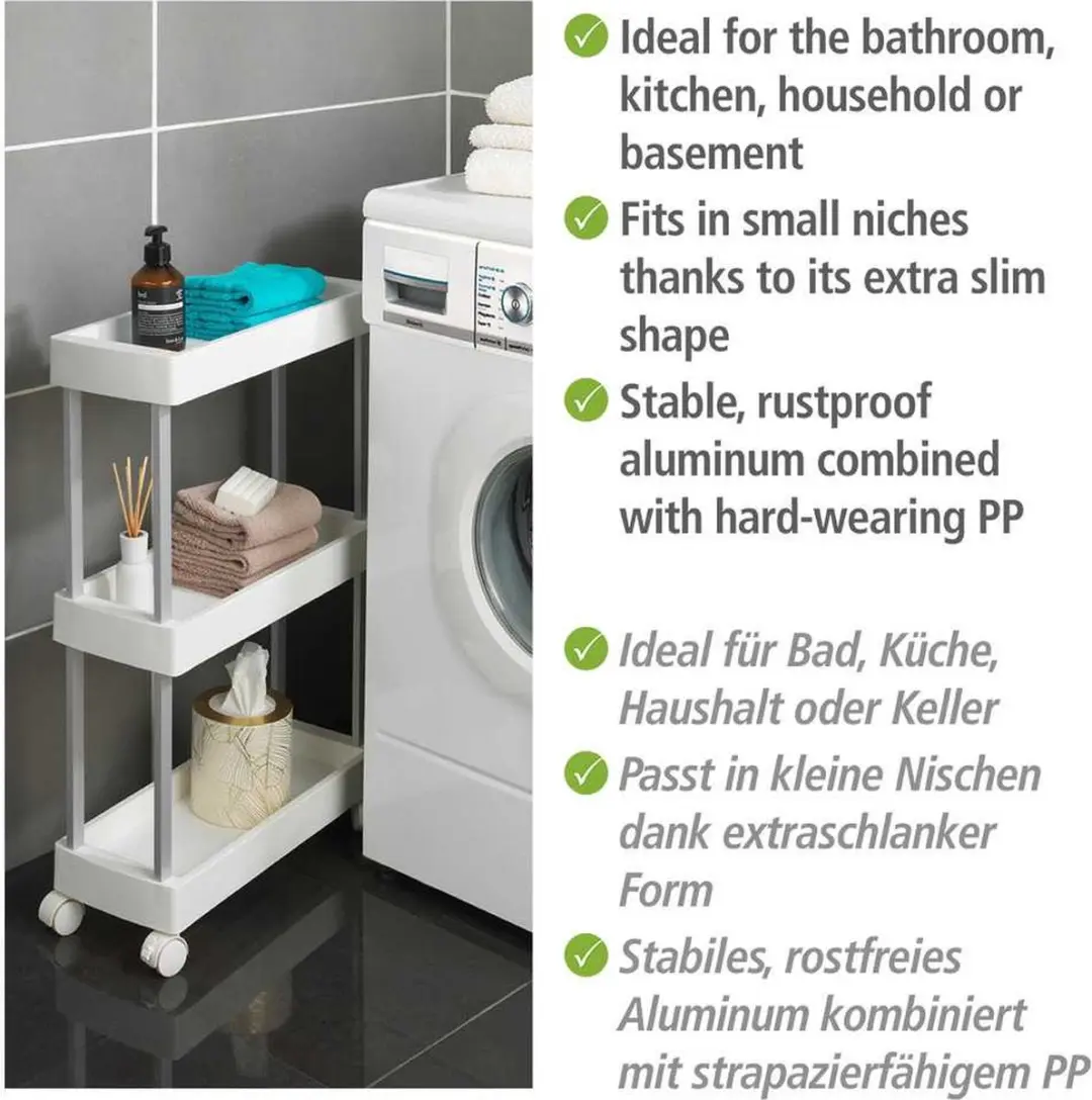 Wenko Mino Serveerwagen - 3 Planken - Wit - afbeelding 2 van 6