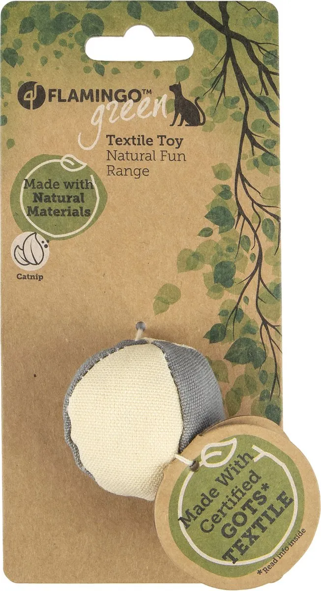 Flamingo Natural Fun Bal Kattenspeelgoed Ø4.5cm - Grijs/Beige