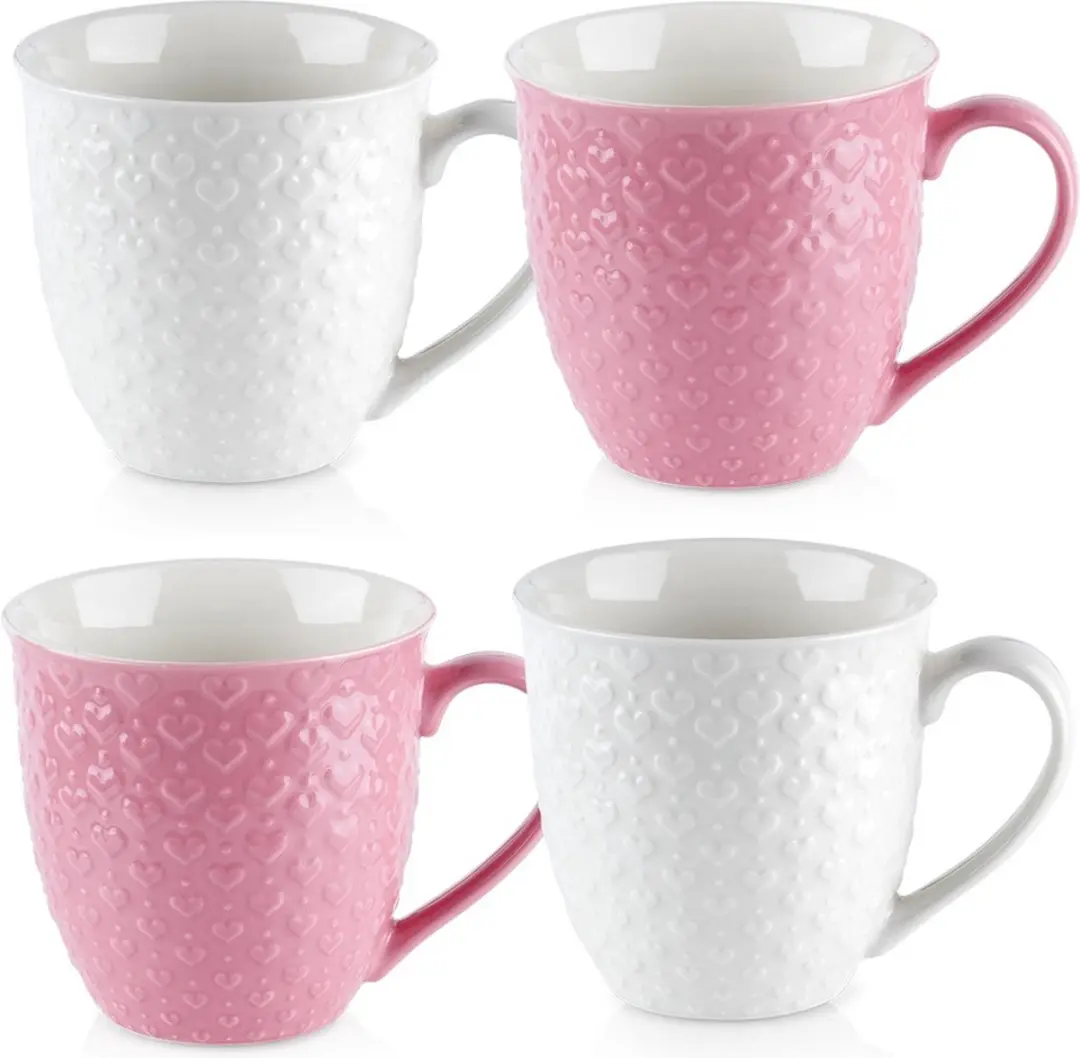 Mokken Keramiek Rosé Wit 580 ml 4 stuks