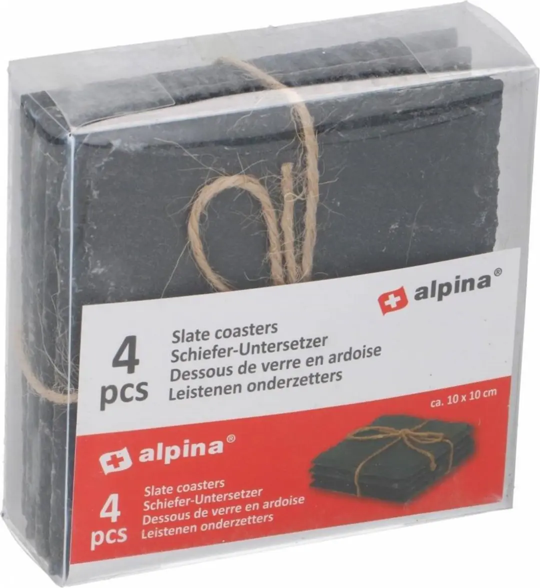Alpina Leisteen Onderzetters 10x10cm - Set van 4 - afbeelding 4 van 4