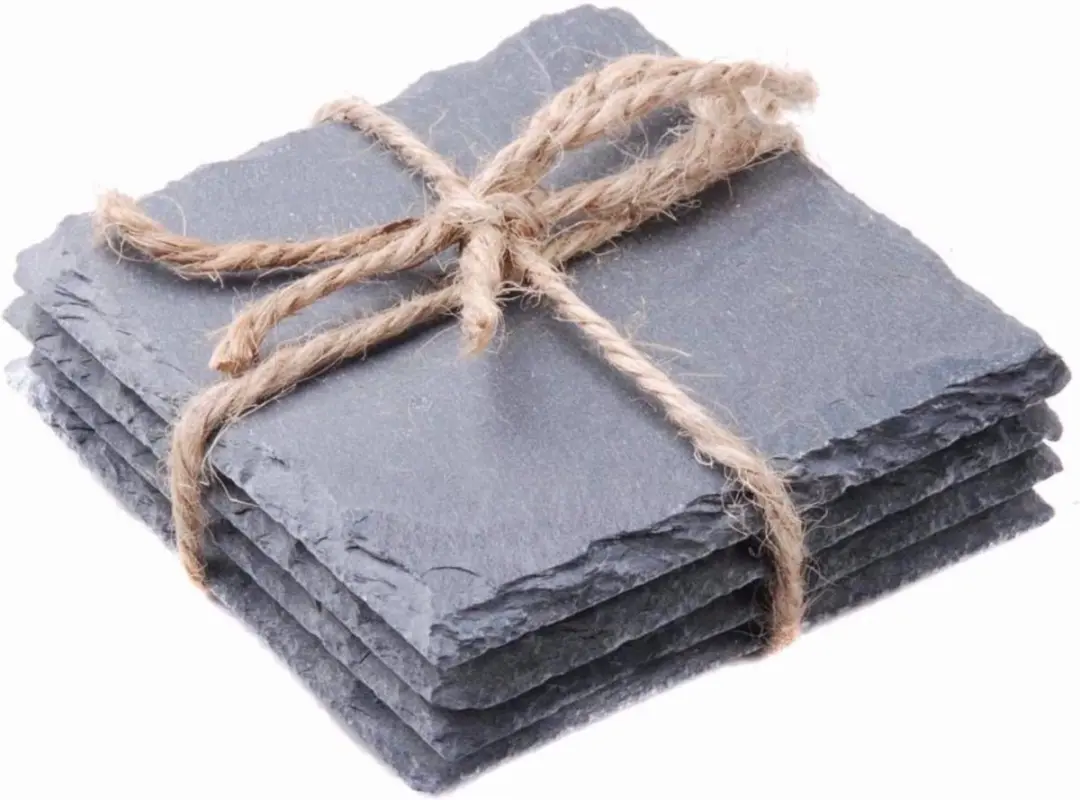 Alpina Leisteen Onderzetters 10x10cm - Set van 4 - afbeelding 2 van 4