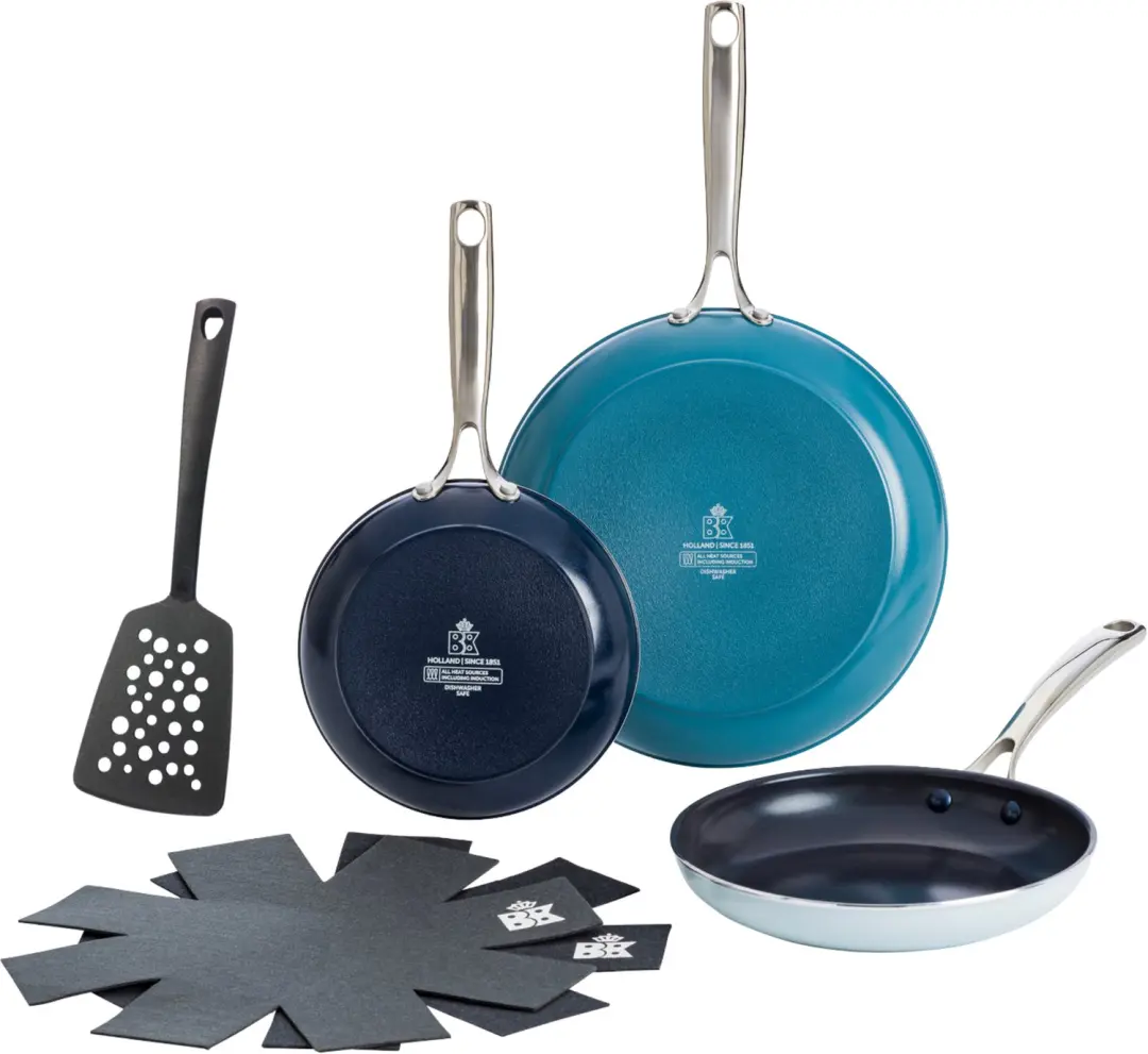 BK Sky Blue keramische inductie koekenpannenset 3-delig 20/24/28 cm met nylon sp
