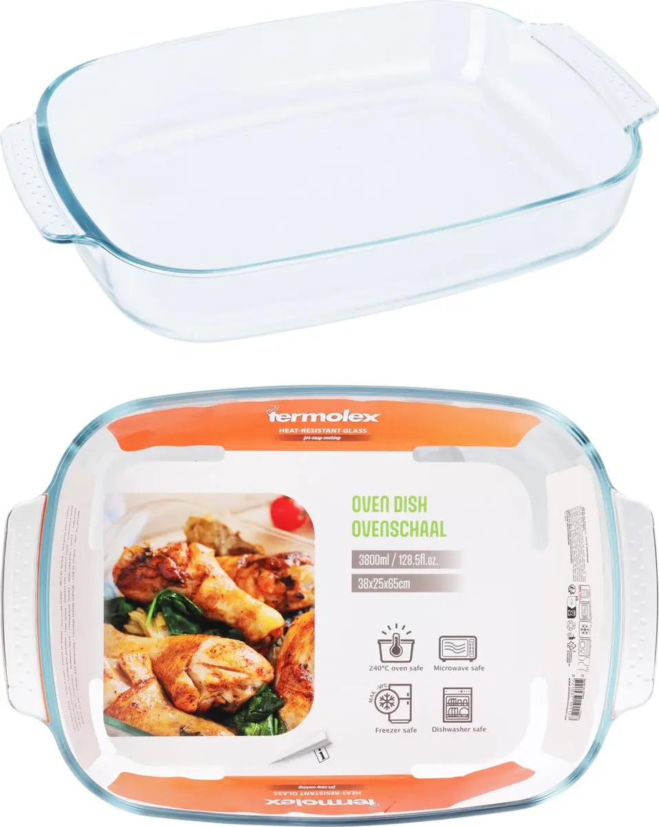 Excellent Houseware Ovenschaal van Glas Ovaal - 38x25cm - Vaatwasserbestendig - afbeelding 3 van 3
