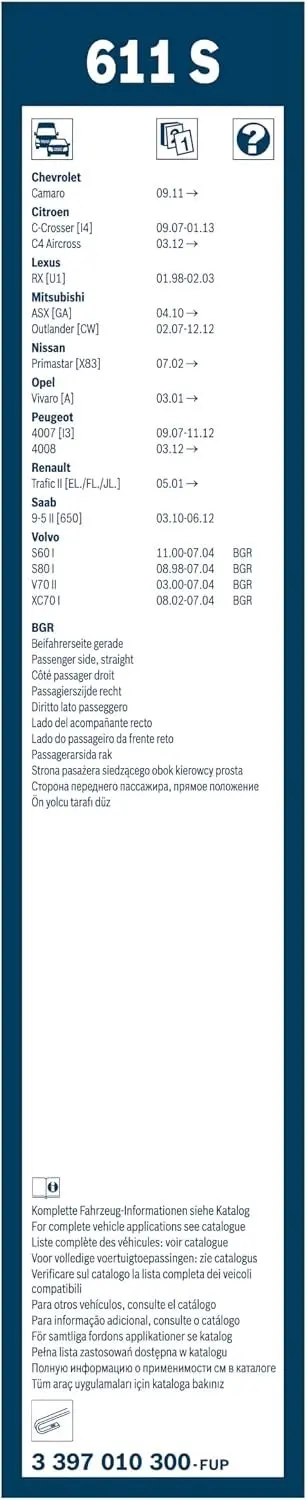 Bosch Twin 611S Ruitenwisserbladen 600/530mm - Zwart - afbeelding 5 van 6