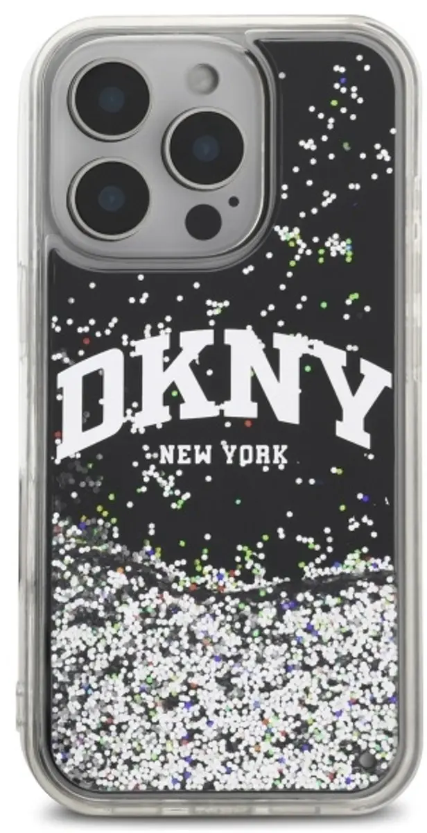 DKNY Hardcase Liquid Glitter Arch Logo iPhone 16 Pro Max hoesje - Zwart - afbeelding 3 van 6