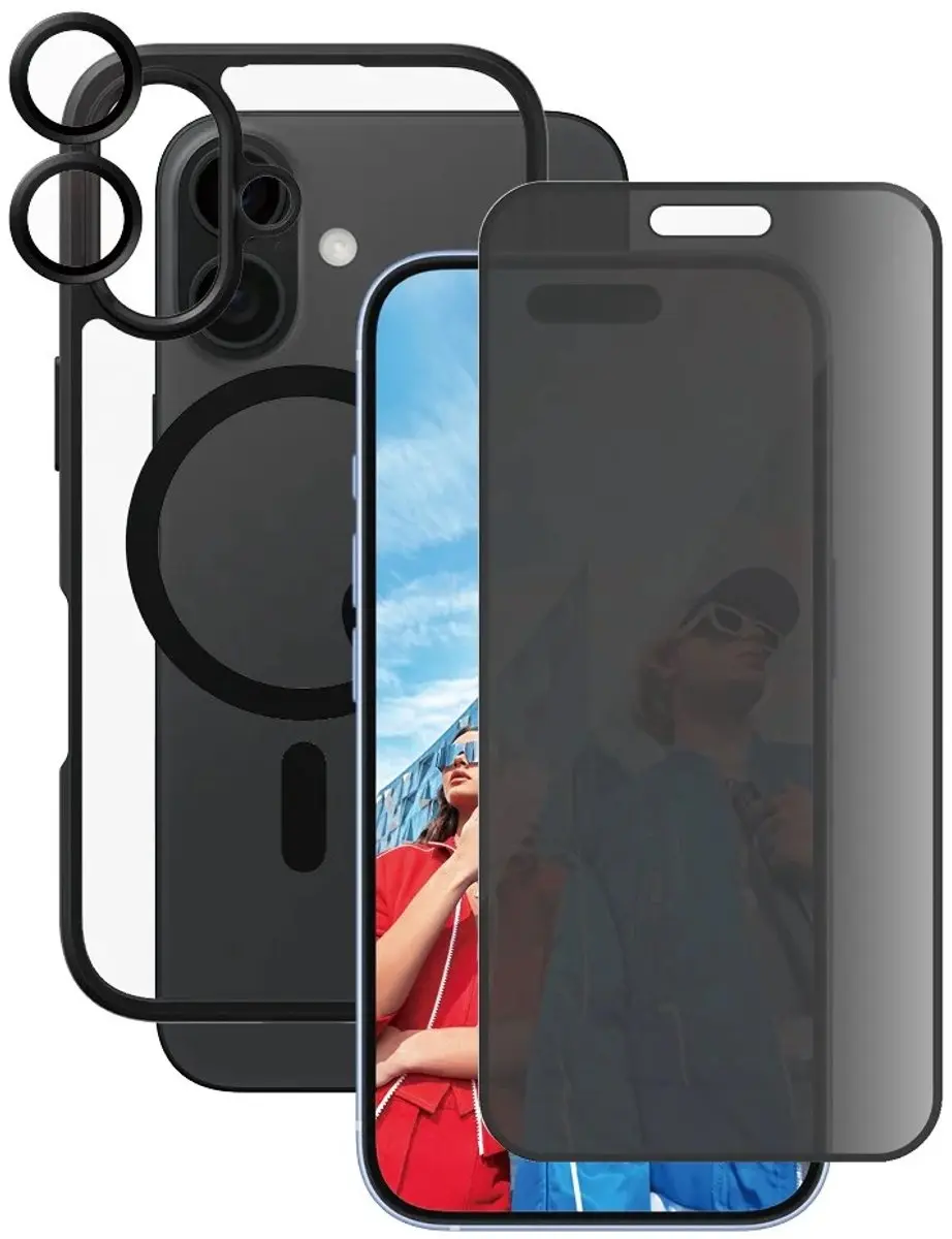 PanzerGlass 3-in-1 Beschermingspakket iPhone 16 Privacy