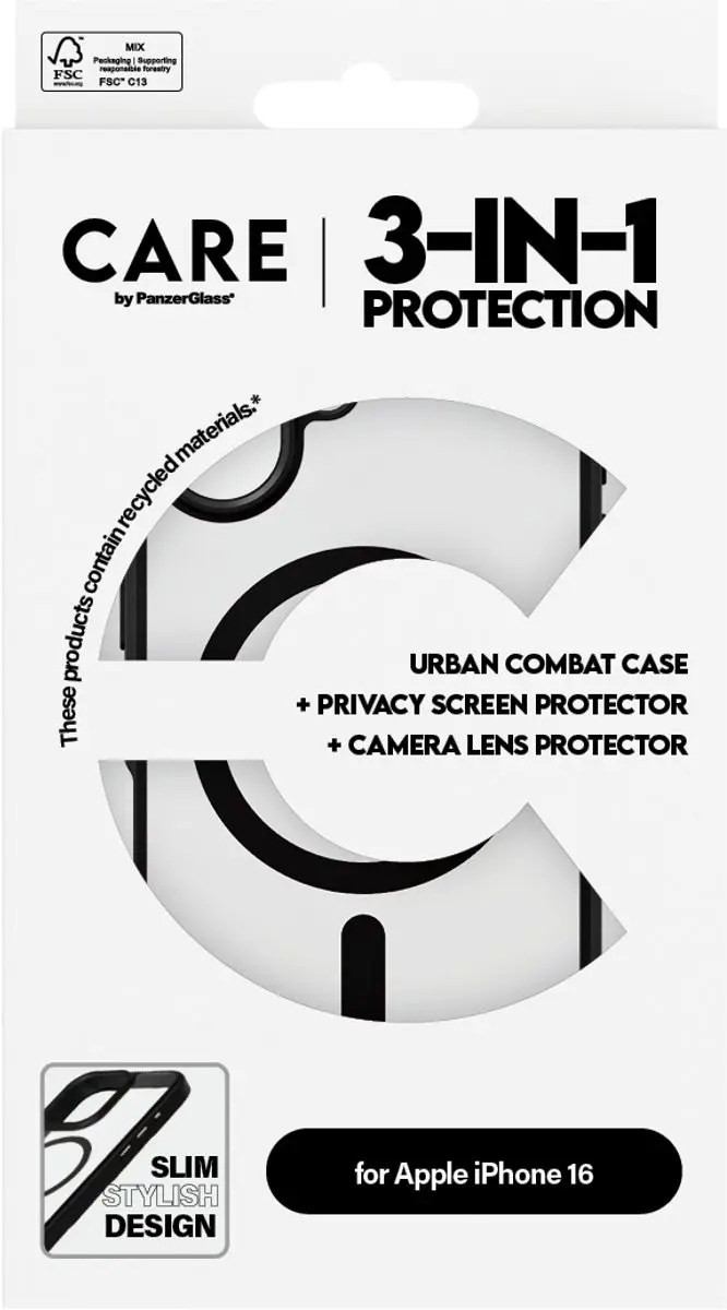 PanzerGlass 3-in-1 Beschermingspakket iPhone 16 Privacy - afbeelding 4 van 6