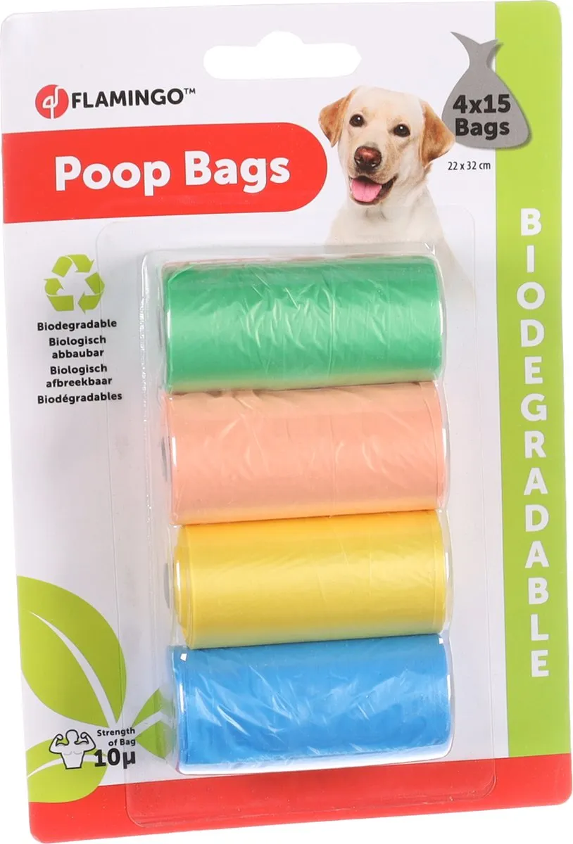 Flamingo Hondenpoepzakjes Bio - 60 Stuks