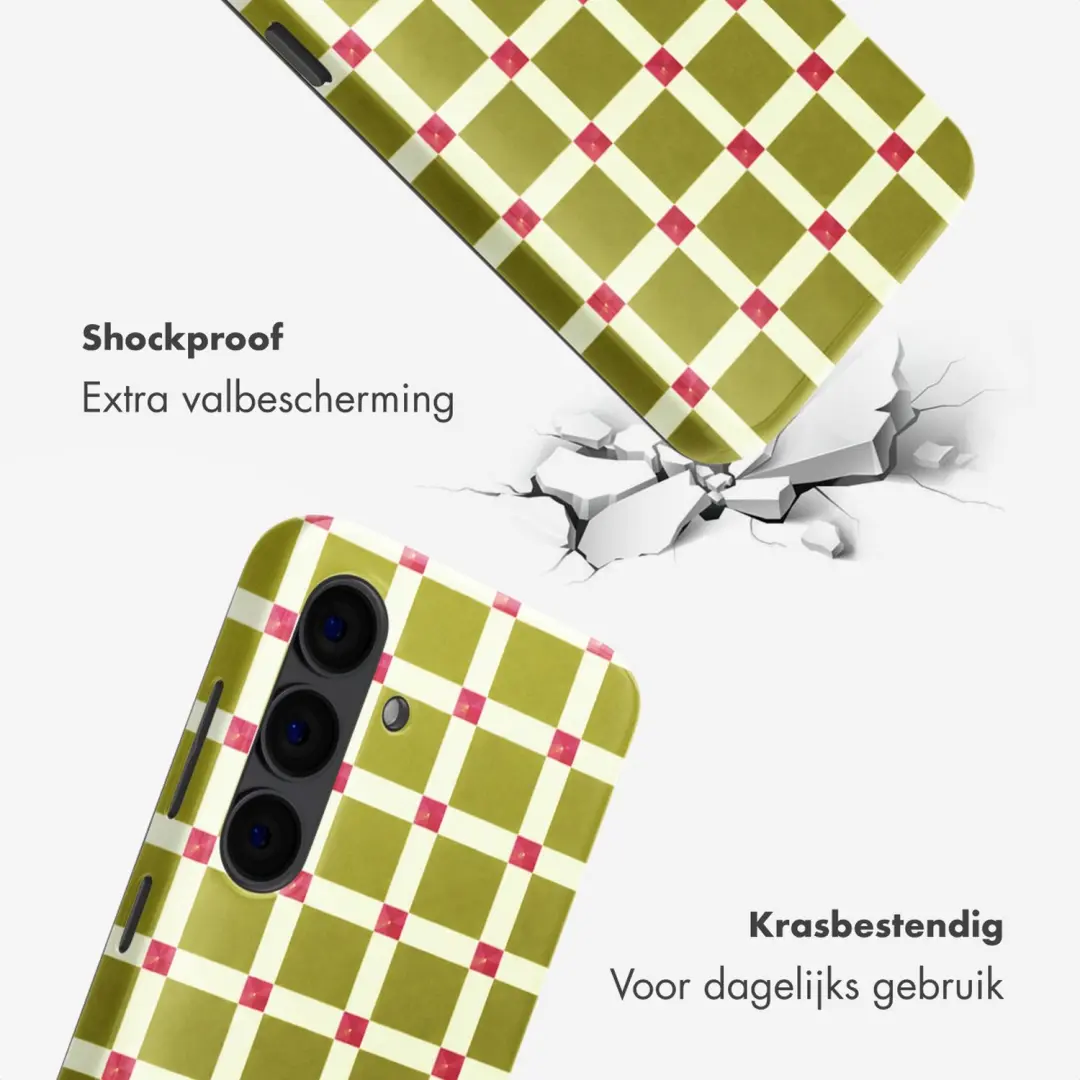 Selencia Vivid Backcover Samsung Galaxy S24 hoesje - Check This Olive - afbeelding 3 van 6