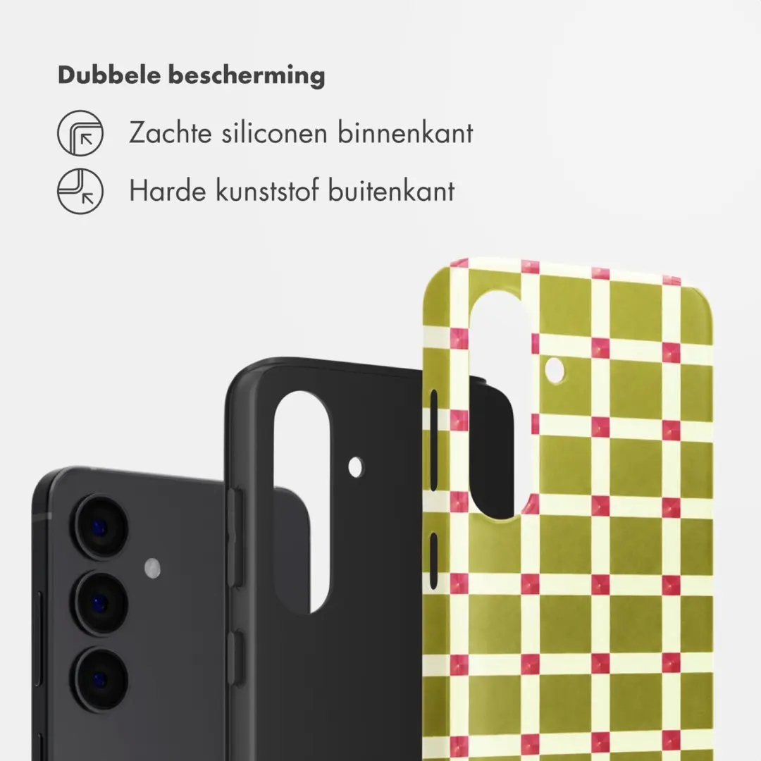 Selencia Vivid Backcover Samsung Galaxy S24 hoesje - Check This Olive - afbeelding 2 van 6