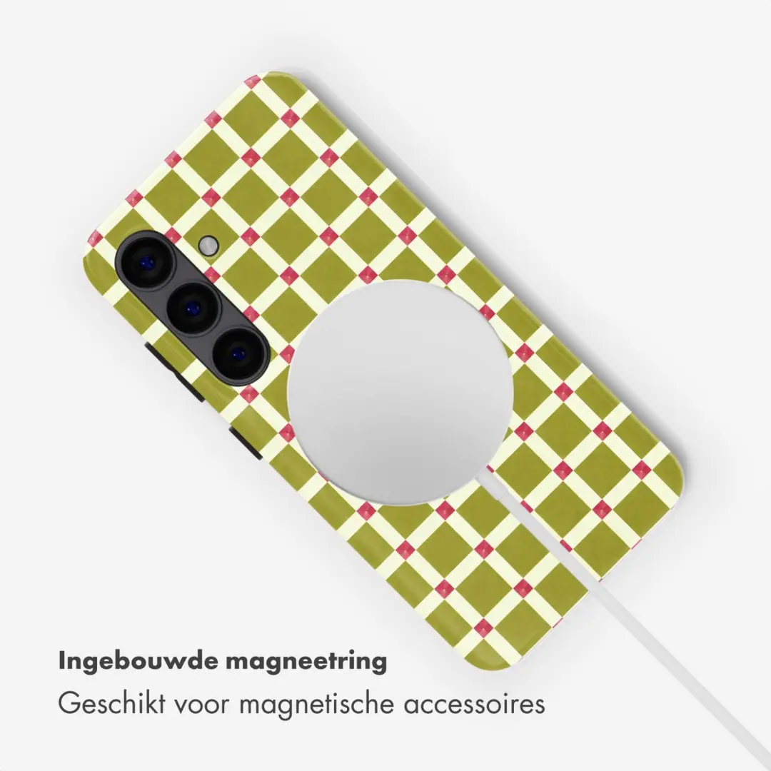 Selencia Vivid Backcover Samsung Galaxy S24 - MagSafe - Check This Olive - afbeelding 5 van 6