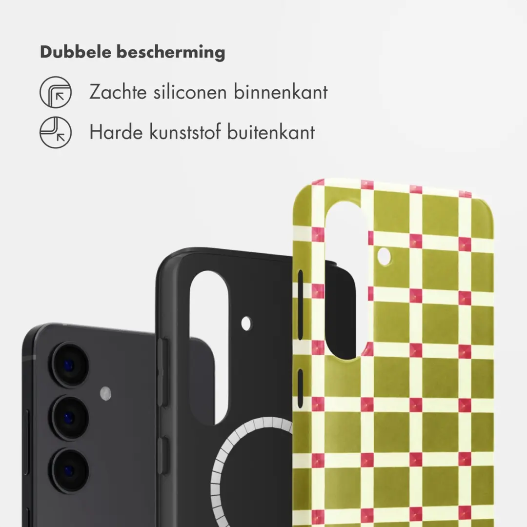 Selencia Vivid Backcover Samsung Galaxy S24 - MagSafe - Check This Olive - afbeelding 2 van 6