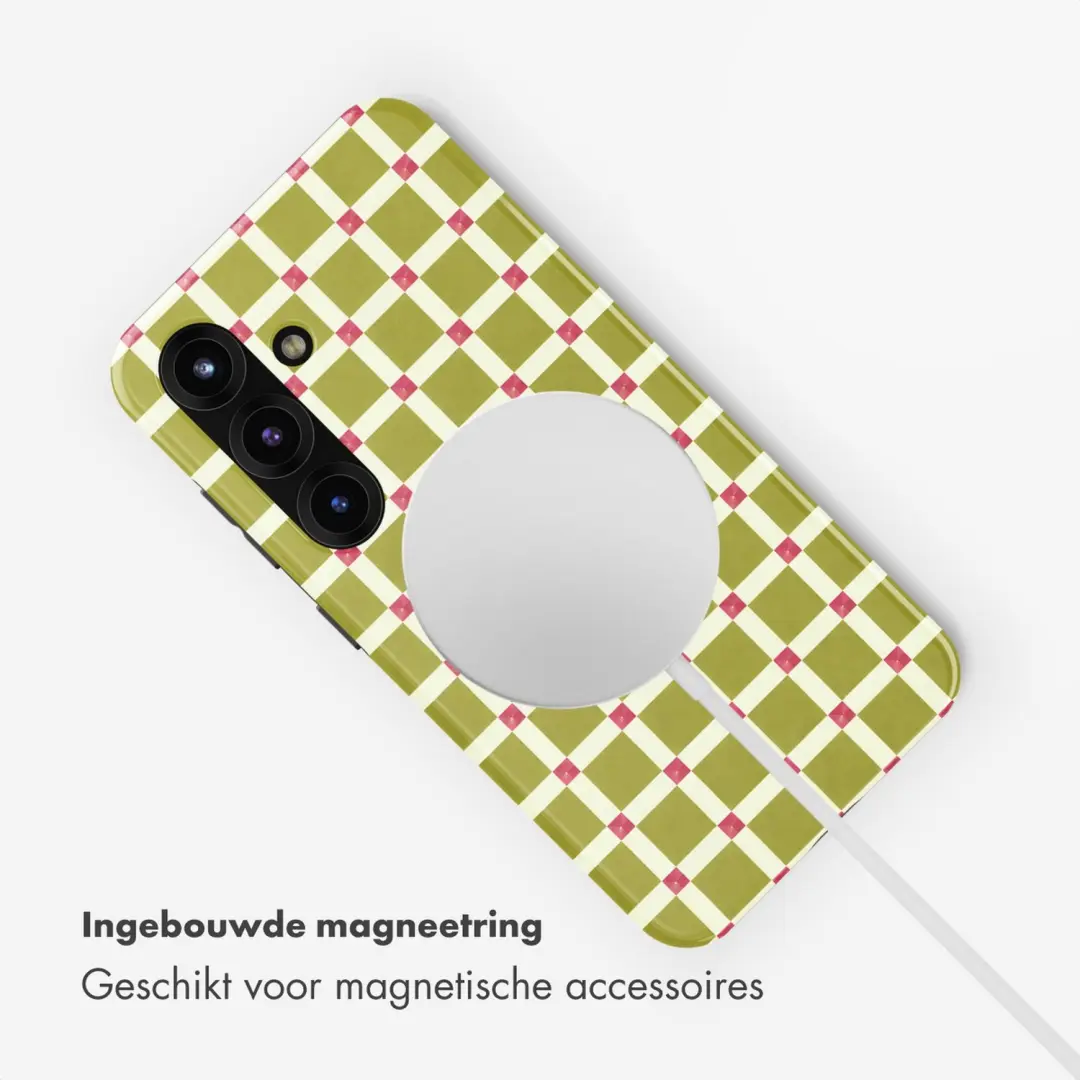 Selencia Vivid Hoesje Samsung Galaxy S25 - Check This Olive - afbeelding 5 van 6
