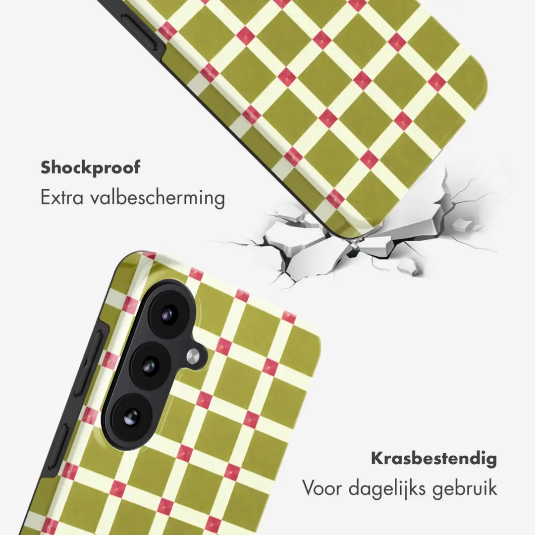 Selencia Vivid Backcover Samsung Galaxy S26 hoesje - Check This Olive - afbeelding 3 van 6