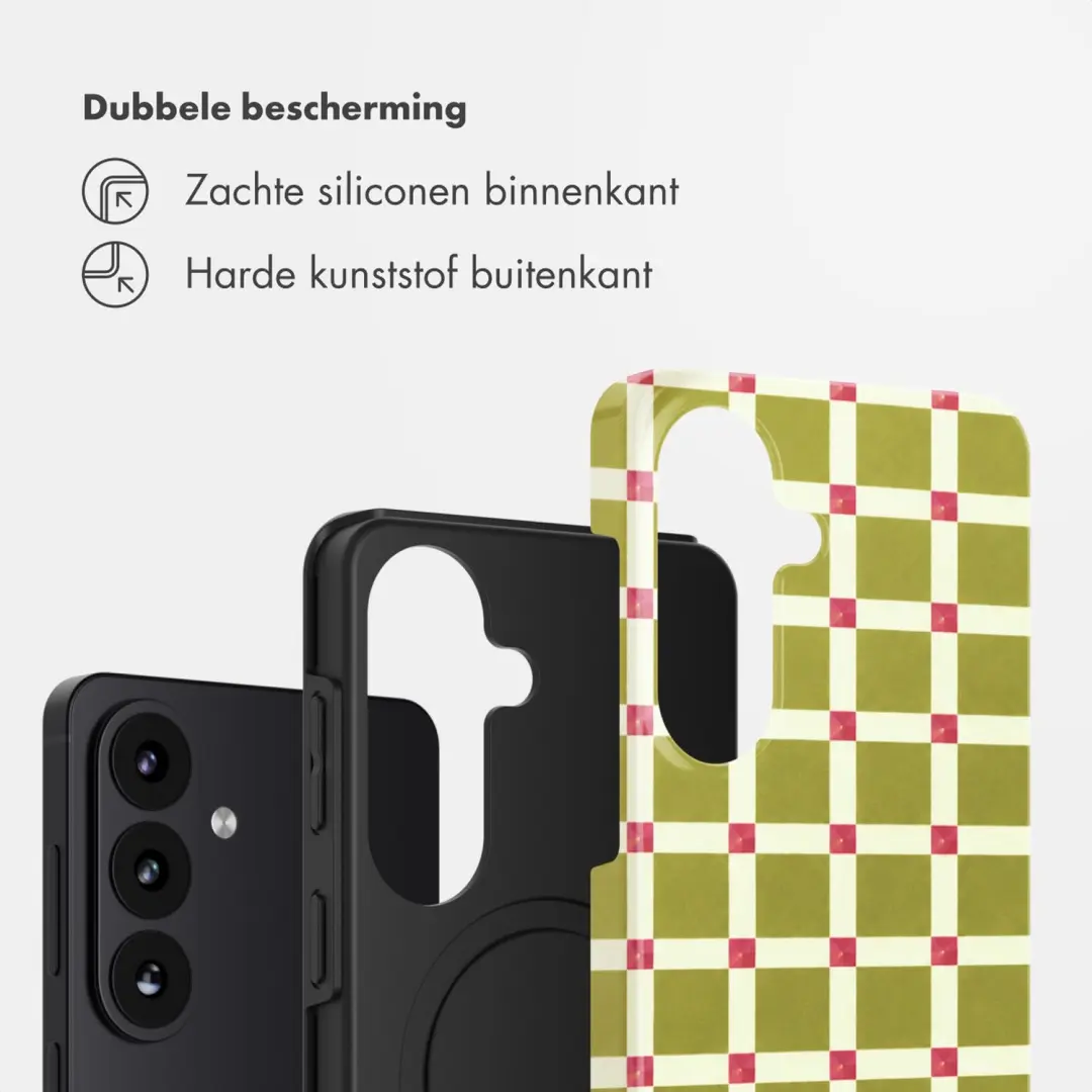 Selencia Vivid Backcover Samsung Galaxy S26 hoesje - Check This Olive - afbeelding 2 van 6