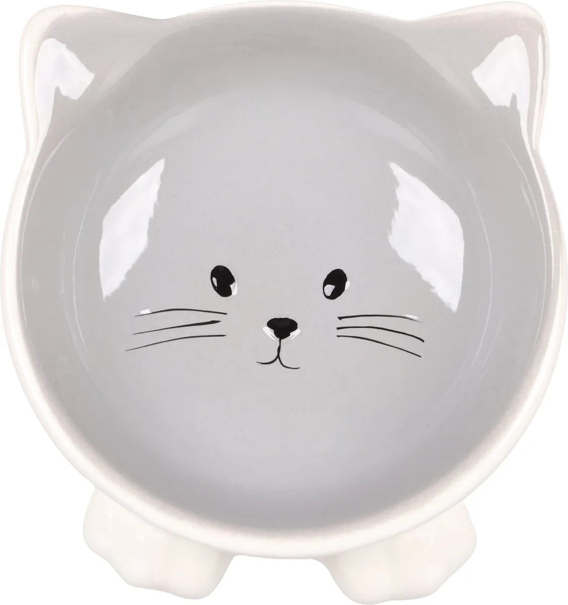 Flamingo Eet- en Drinkpot "Puzi" – Grijs – 125 ml – Stijlvolle Voerbak voor Katten en Kleine Honden