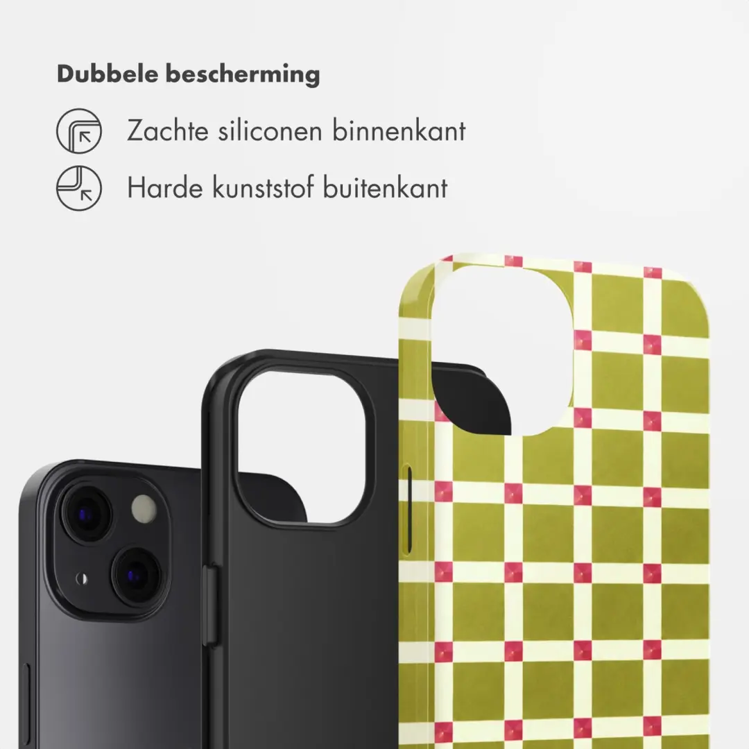 Selencia Vivid Backcover iPhone 13 - Check This Olive - afbeelding 2 van 4