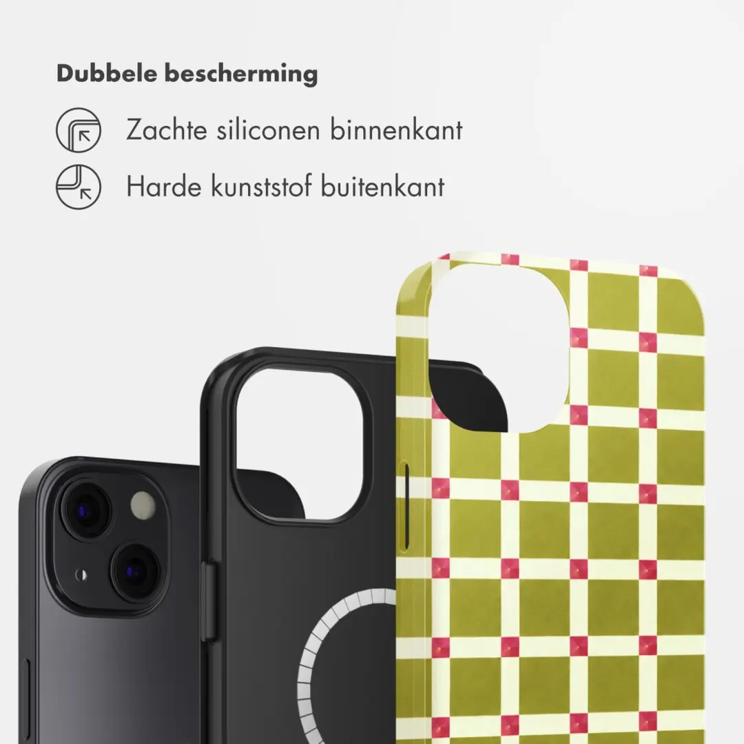 Selencia Vivid Backcover iPhone 13 MagSafe - Check This Olive - afbeelding 2 van 6