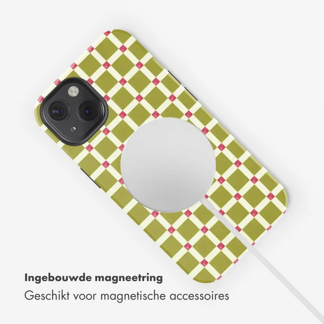 Selencia Vivid Backcover iPhone 13 MagSafe - Check This Olive - afbeelding 5 van 6
