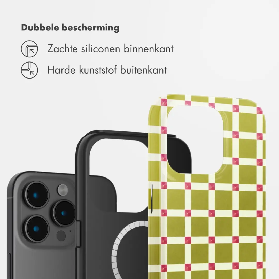 Selencia Vivid Backcover iPhone 15 Pro MagSafe - Check This Olive - afbeelding 2 van 6