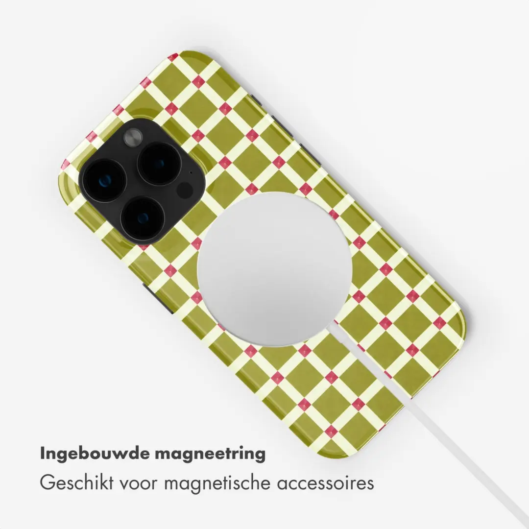 Selencia Vivid Backcover iPhone 15 Pro MagSafe - Check This Olive - afbeelding 5 van 6