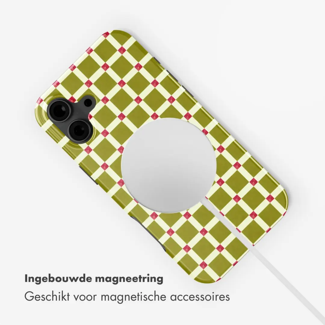 Selencia Vivid Hoesje iPhone 16 MagSafe - Check This Olive - afbeelding 6 van 6
