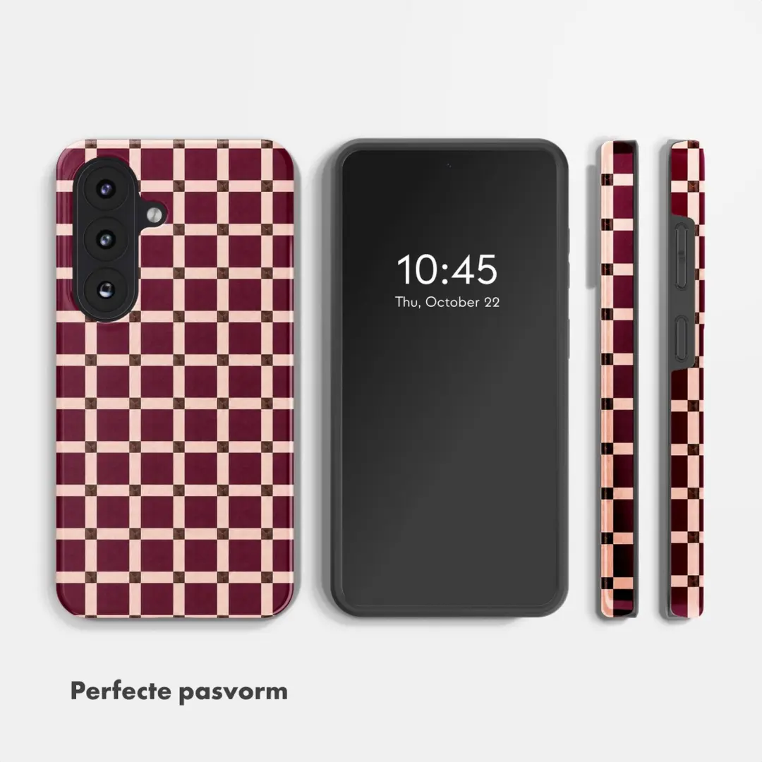 Selencia Vivid Backcover Samsung Galaxy S26 Hoesje - Check This Burgundy - afbeelding 5 van 6