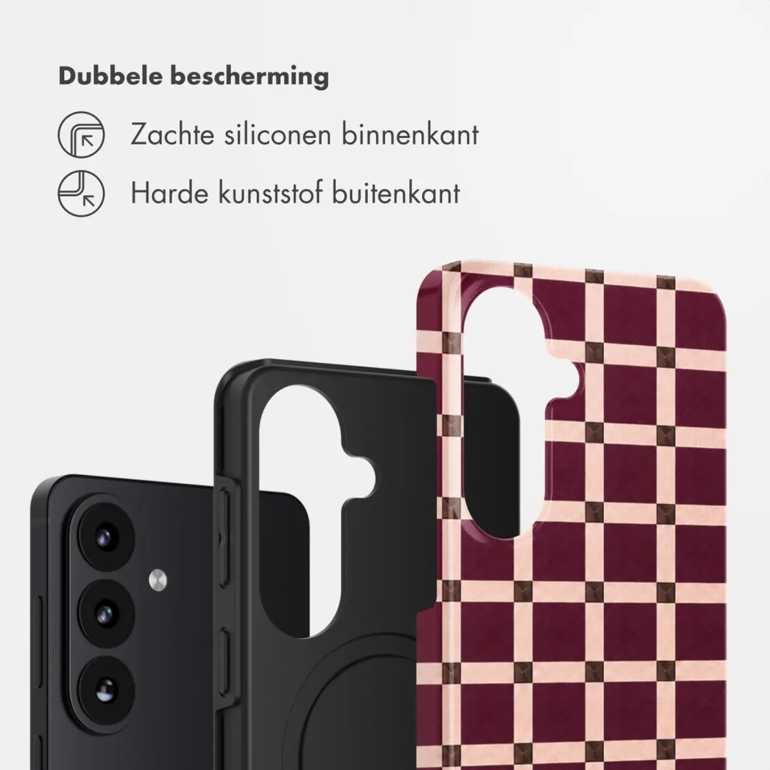 Selencia Vivid Backcover Samsung Galaxy S26 Hoesje - Check This Burgundy - afbeelding 2 van 6